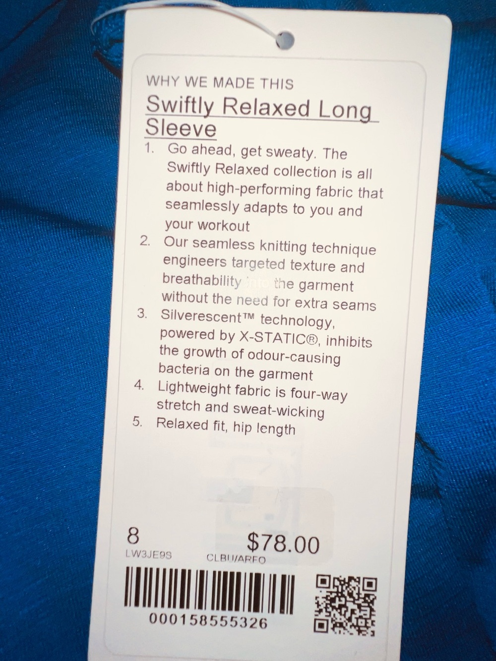 Lululemon Swiftly Relaxed Long Sleeve Shirt Size 8 NWT Clubhouse Blue/Jet Stream - Picture 10 of 10